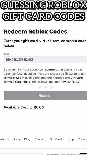 Guessing Roblox Gift Card Codes (IT WORKED!!!) #roblox #giftcard #robux