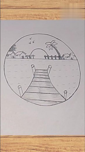 Circle Scenary Drawing for beginner's #shorts #scenery #drawing #art
