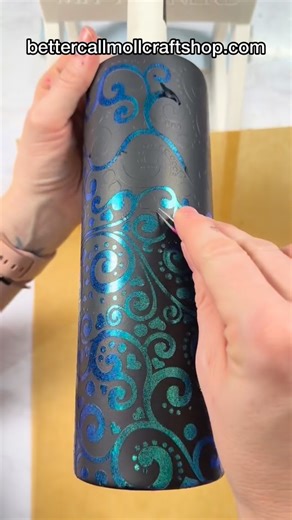 Better Call Moll Craft Shop on Instagram: "Another beautiful peekaboo tumbler reveal!! If you’re interested in the whole process, check out some of my other tutorials! This tumbler turned out gorgeous! Glitter - Frozen Omen from @cultglitterco (code BCM saves) burnished into Helios glue from Better Call Moll Craft Shop Painted with Aurora 3-in-1 Paint color Licorice from Better Call Moll Craft Shop Template from patternworldshop on Etsy Epoxy-Free Hyperion Top Coat: Better Call Moll Craft Shop #
