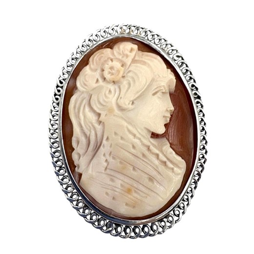 Antique English Shell Cameo Brooch: Silver Filigree Frame - Etsy