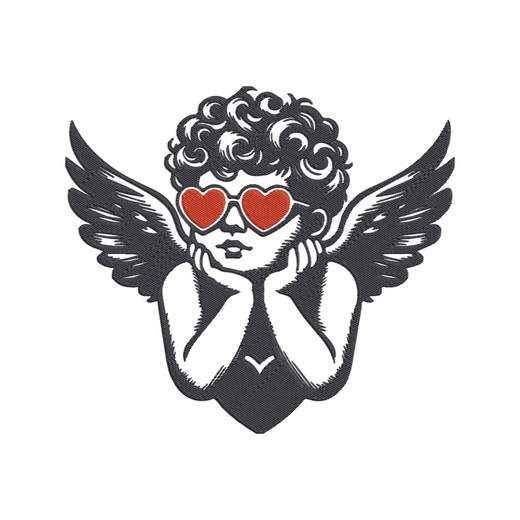 Angels Embroidery Design, Angel With Heart Glasses Machine Embroidery File, Instant Download - Etsy