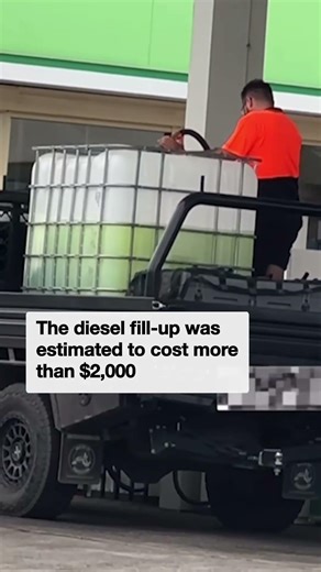 Aussies stunned by man seen filling up 1000L fuel tank