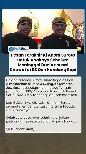 PESAN TERAKHIR Ki Anom Suroto untuk Anak anaknya Sebelum Meninggal Dunia