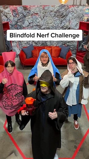 Blindfold Nerf Challenge 🫣 #gaming #nrg #challenge