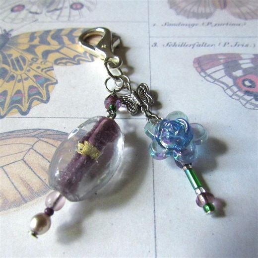 Floral Bag Charm | Butterfly Zipper Pull | Garden Inspired Backpack Accessory | Handmade Purse Charm | Gift for Her | Unique Bag Bling - Etsy
