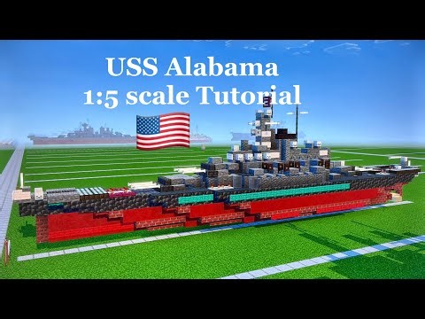 Minecraft USS Alabama 1:5 scale Tutorial | 1930 South Dakota-class battleship