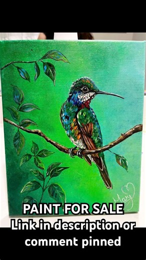 Painting a Vibrant Hummingbird in Acrylics 🎨✨ | Full Process #shorts
