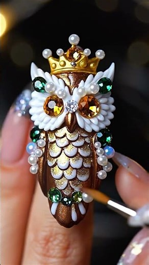 Girl create owl nail art ASMR #asmr #satisfying