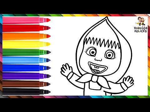 Dibuja y Colorea A Masha De Masha Y El Oso 👧🏼🌈 Dibujos Para Niños