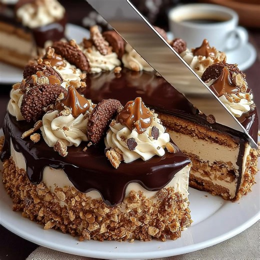 Mocha Toffee Crunch Layer Cake with Espresso Buttercream and Caramel Glass Ingredients I. For the Mocha Cake Layers (Three 8-inch Layers): 300g All-Purpose Flour 350g Granulated Sugar 60g Unsweetened Cocoa Powder (high quality) 2 tsp Baking Soda 1 tsp Baking Powder 1 tsp Salt 120ml Vegetable Oil 240ml Buttermilk, room temperature 2 Large Eggs, room temperature 1 Tbsp Vanilla Extract 240ml Hot Brewed Coffee (or 240ml hot water 1 Tbsp instant espresso powder) II. For the Espresso Buttercream Frost