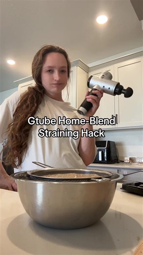 This hack is AMAZING! It does depend on the consistency of your food (thicker food will be harder and I sometimes have to do it the slow way), but this way has been AMAZING and WAY faster for medium to thinner foods! Have you tried this?! If not, definitely try it! #gtube #feedingtube #medicalmom #medicallycomplex #nicu