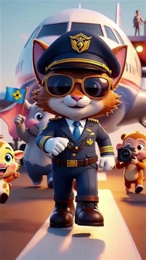 Pilot Cat Catwalk | Cute Cat in Pilot Dress | Energetic Kids Cartoon Short #cute #funnyanimal #cats