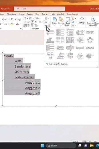 Cara cepat membuat struktur organisasi pada Microsoft power point #belajarpowerpoint #powerpoint