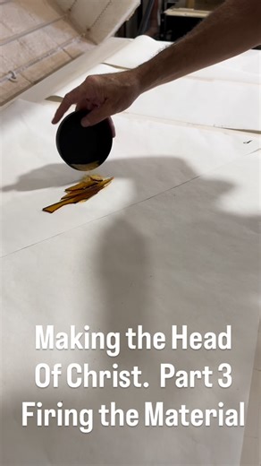 Tim Carey on Instagram: "It’s time to form our piles, add frit and melt away! Fusing to 1500 degrees then watch and see what comes out. This is our “material,” our premade brushstrokes that will be cut and shaped to create the facial features. Stay tuned for the next one! . . . . . #paintingwithlight #fusedglass #stainedglass #artglass #glassart #kilnforming #bullseyeglass #glassportrait #vitreonics #portraitsinglass #jesusportrait #faceofchrist"