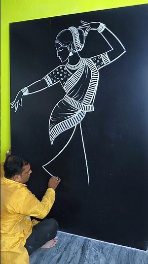 How to Draw a Classical Dancer on Blackboard 💃 | Chalk Art #shorts #art #dance