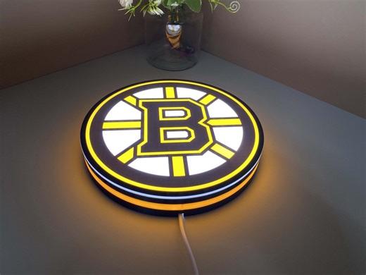 Boston Bruins LED Light Box, Dimmable Hockey Team Sign, Sports Room Wall Art - Etsy