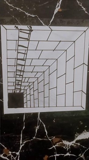 Easy 3D ladder drawing from a hole on paper-simple steps for beginners