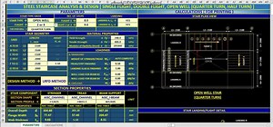 STEEL STAIRCASE ANALYSIS & DESIGN EXCEL (EXE) SPREADSHEET/APPLICATION...