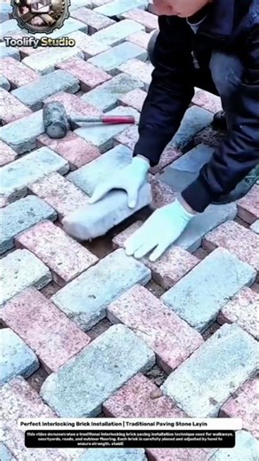 Precision Interlocking Paver Installation | Durable Outdoor Brick Flooring Method.