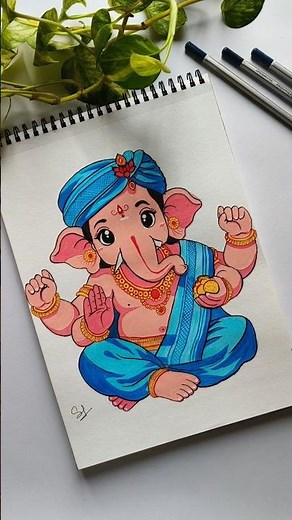 🌸🎨How to Draw and Color Lord Ganesha | Easy Ganesh Ji Drawing Step by Step for Beginners #ganesh #yt