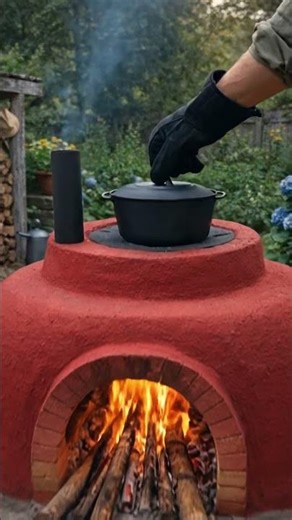 Cooking Stove a red dome shaped oven in the gard