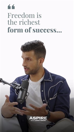 ASPIRE WITH EMMA GREDE on Instagram: "If you don’t know what the money is for, you’ll never know when you have enough. 💭 This week, @SahilBloom shares why he’s reframed wealth around freedom, fulfillment, and the ability to live the life that matters most, not someday, but day to day. A gentle reminder for today and every day. ✨ Define what “enough” means to you 📘 Build the life first, then build the plan 🌿 Let freedom, not accumulation, be the goal Watch Aspire with @EmmaGrede now on @YouTub