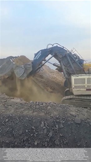 Footage of a large mining excavator in operation.