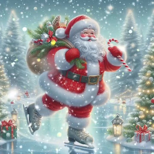 18K views · 2K reactions | Santa Claus ice skating on a frozen pond surrounded by frosted pine trees. #video #Christmas #fblifestyle #christmasdecor #merrychristmas | Madhu Vind | Facebook