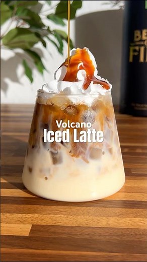 Volcano Iced Latte made with volcano-grown coffee 🌋😮 #icedcoffee #beanoffire