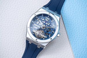 Automatic Skeleton Watch: Silver Stainless Steel With Blue Rubber Strap - Etsy
