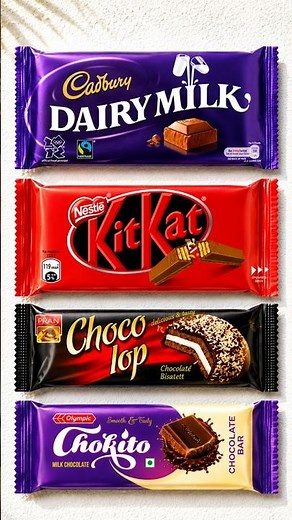 4 Popular Chocolate Bars Comparison 🍫 | Dairy Milk, KitKat, Choco Lop & Chokito #shorts