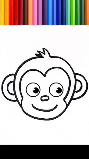 🌈 Desenho, pintura e coloração de um macaco para crianças.⭐#31