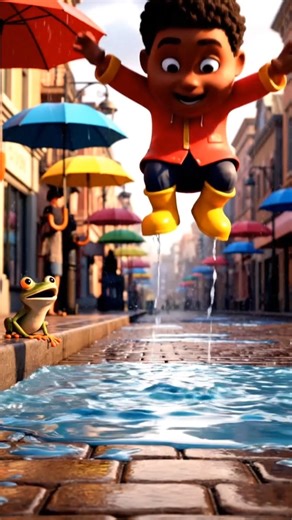 When a Frog Watches a Kid Jump in Puddler #cartoon