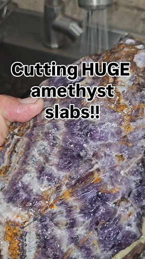 57 reactions | Cutting HUGE amethyst slabs!! #amethyst #rockhounding #lapidary #rocktumbling #jewelry | Jim Hutchison | Facebook