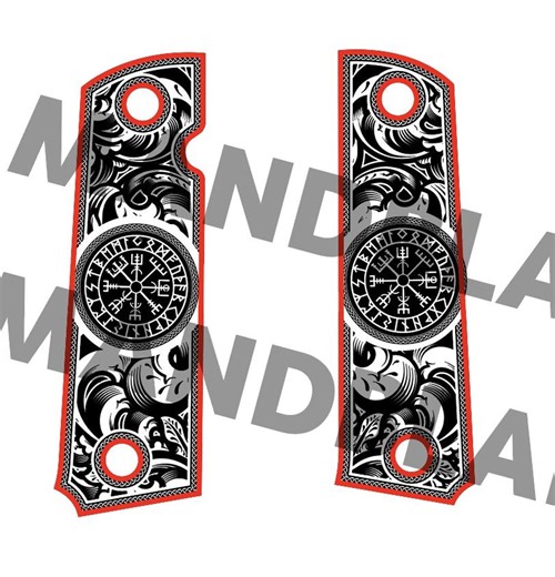 Viking 1911 Grips Engraving Vector | AI SVG EPS | Lightburn Ready Digital Download W/ Frame Outline for Custom Pistol Grips - Etsy