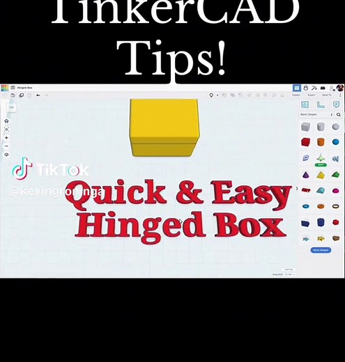 TinkerCAD Tips! Quick & Easy Hinged Box, uses standard 1.75mm filament as hinge pin. #tinkercad #tinkercaddesign #tinkercadtips #tinkercadtip #3dprinting