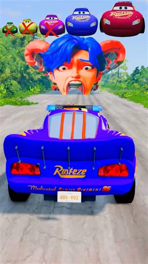 Big Small Lightning McQueen vs Giant Mouth Monster 😱