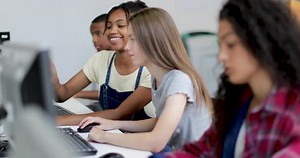 Students in a computer science class