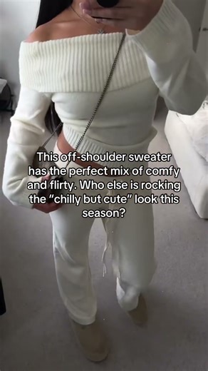 Chilly but Cute: Off-Shoulder Sweater Vibes This Season #fyp #OOTD