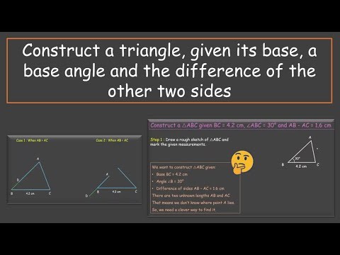 Construct △ base, angles & diff. of sides | Geometrical Constructions | TG G9 | Math | Khan Academy