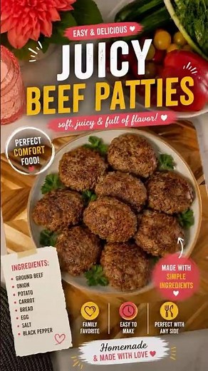 Juicy Beef Patties 🥩✨ #food #recipe #dessert #cooking