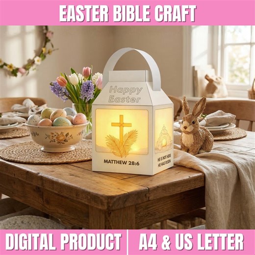 Easter Bible Craft Paper Lantern Printable, He is Risen Matthew 28:6 Craft for Kids, Christian Easter Activity, Sunday School Craft - Etsy