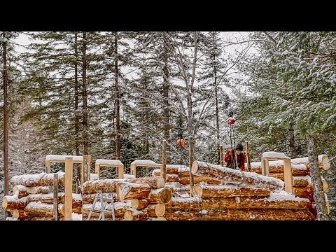 Winter Challenges, Building an Off Grid Log Cabin Alone in the Wilderness, Ep 10