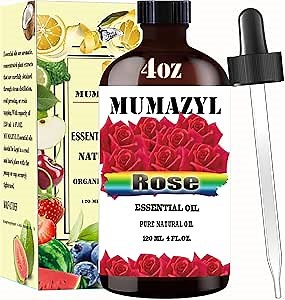 Rose Essential Oil, Rose Oil 4 Fl Oz 120ML for Diffuser Humidifier Yoga Cleaning DIY Candle Soap Making Valentine's Day Gift MUMAZYL Essential Oils