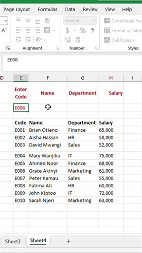 HOW to find employee details in Excel with just ONE formula?Use XLOOKUP