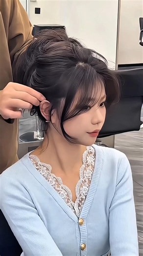 How to Hide Side Forehead Hair Thinning! 💇‍♀️✨#hairstyles #koreanhairstyle #sidebangs #shavedsides