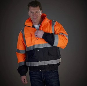 [Hot Item] Armor Two Tone Hi Vis Safety Work Bomber Jacket with Reflective Stripes