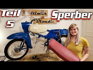 Simson Sperber SR 4-3 (Teil 5) Restauration rote Sitzbank beziehen, Tank Hinterrad einbauen Oldtimer