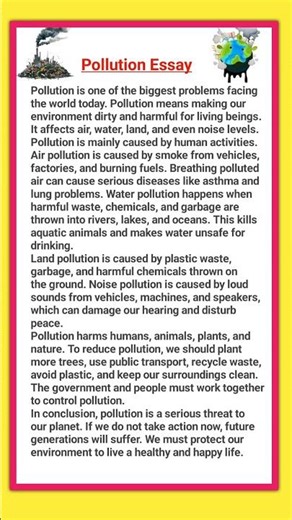 Pollution Essay | Bachao Dharti, Bachao Bhavishya |How Pollution Is Destroying Our Planet 🌱#shorts