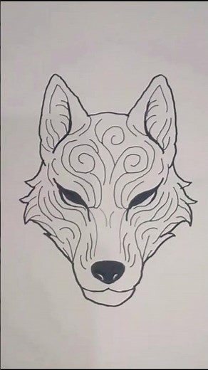 Wolf face drawing.